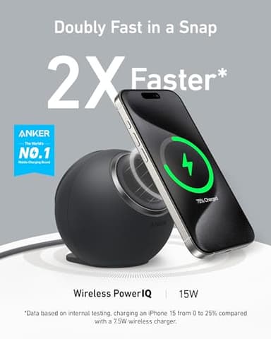Anker MagGo Magnetic Charging Station, Qi2 Certified 15W Ultra-Fast MagSafe Wireless Charger for iPhone 15/14/13, 8-in-1 Power Strip with 3 AC and 4 USB Desktop Charger for MacBook and More - Image 2