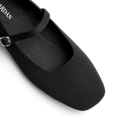 NIEARDAN Women's Ballet Flats Square Toe Slip On Shoes Knit Dress Mary Jane Flats Woman Comfy Soft Causal Work Walking,Size 8.5，Black - Image 3