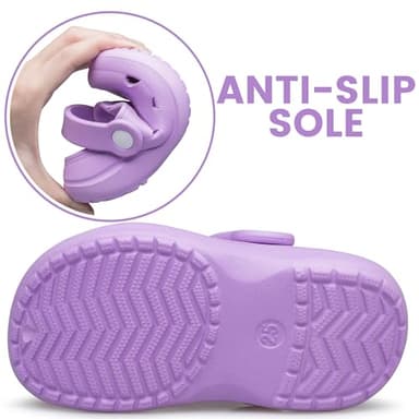 Toddler Clogs Girls Garden Shoes Kids Cartoon Slides Sandals Slippers Unisex Child Beach Water Clogs Indoor Outdoor Purple Toddler Size 9 - Image 5