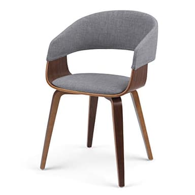 SIMPLIHOME Lowell Dining Chairs - Upholstered Walnut Finish Bentwood Frame and Linen-Style Fabric Kitchen Chair in Light Grey, Modern Dining Room Seating with Curved Back and Padded Seat - Image 1