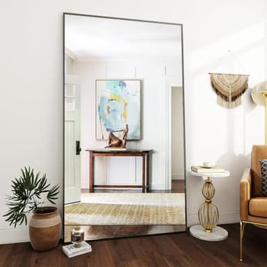 VooBang Large Full Length Mirror 78" x 35" - Shatterproof Floor Full Body Mirror with Aluminum Alloy Frame, Freestanding, Hanging, or Wall-Leaning, for Bedroom, Living Room, Dressing Room, Black - Image 2
