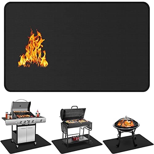 Protebox 60 x 40 inch Under Grill Mats for Outdoor Grill, Double-Sided Fireproof Deck and Patio Protector Mat, Waterproof Oil-Proof BBQ Floor Pad Indoor Fire Pit Fireplace Mat - Image 1