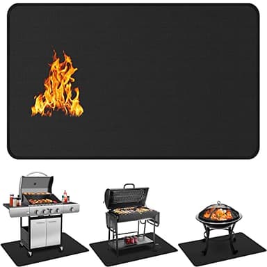 Protebox 60 x 40 inch Under Grill Mats for Outdoor Grill, Double-Sided Fireproof Deck and Patio Protector Mat, Waterproof Oil-Proof BBQ Floor Pad Indoor Fire Pit Fireplace Mat - Image 1