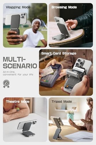 SUPCASE for MagSafe Wallet with Stand, Magnetic Wallet for Men, [Hold 5 Cards] [Adjustable Stand] [RFID Blocking] Phone Stand Credit Card Holder Tripod for iPhone 17/16/15/14/13/12 Series, Silver - Image 3