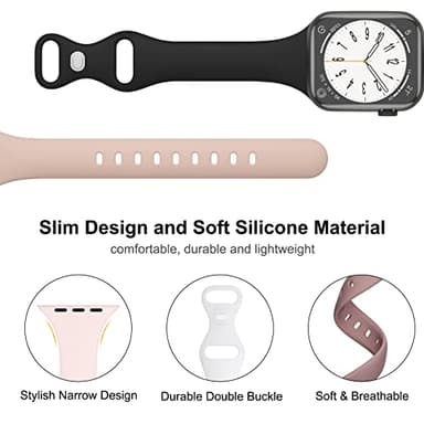 DYKEISS Sport Slim Silicone Band Compatible for Apple Watch Band 38mm 42mm 40mm 44mm 41mm 45mm 49mm, Thin Soft Narrow Replacement Strap Wristband for iWatch Ultra Series 8/7/SE/6/5/4/3/2/1 Women Men - Image 2