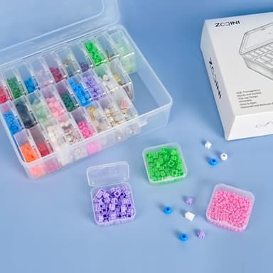 Bead Organizer, 90Pcs Small Clear Plastic Bead Storage Containers with Label, 3 Large Craft Storage Cases with Hinged Lid, Storage Box for Jewelry Making Diamond Art DIY Bracelet Seed Screw Mini Parts - Image 2