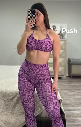 Aoxjox Women's Workout Sports Bras Fitness Ivy Low Impact Bra Yoga Crop Tank (Purple Leaf Print, Medium) - Image 3