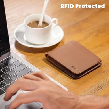 Mrain Full Grain Genuine Leather Wallet for Men (Caramel) | Minimalist Style | RFID Blocking | Bifold | Coin Pocket | Ultra Slim | Gift for Him - Image 6