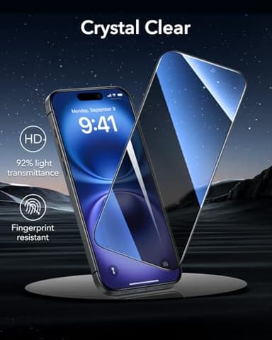 ESR 3 Pack 9H+ Glass for iPhone 16/ iPhone 15 Privacy Screen Protector, [Military Grade Shatterproof & Longest Durable] Armorite Anti-spy Tempered Glass with UltraFit Tray - Image 9