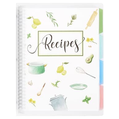 Recipe Book to Write in Your Own Recipes, 9.6’’x12.5’’ Personal Blank Recipe Notebook, Removable Recipe Journal Book Binder with 8 Dividers and 24 Tabs, Hold up to 240 Recipes - Image 1