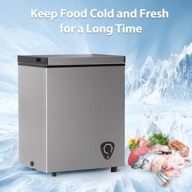 3.5 Cu.Ft Small Chest Freezer, Mini Deep Freezer with Removable Basket, Adjustable Temperature, Free Standing Top Open Door Energy Efficient Compact Freezer for Apartment, Home, Office, Garager，Gray - Image 6