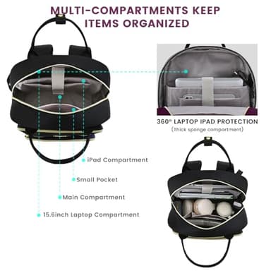 LOVEVOOK Laptop Backpack for Women 15.6 inch Large Capacity Travel Backpack for Work Business - Image 7