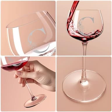Personalized Gifts for Women, Monogrammed A-Z Wine Glass Customized Gift, Unique Christmas Birthday Gifts for Women Her Mom Friend Sister Wife Daughter Nurse (C - Image 6