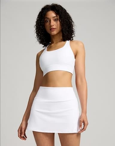 Soothfeel Tennis Skirts for Women High Waisted Golf Skirt with Shorts Pockets Workout Athletic Skort for Summer Casual (White, S) - Image 2