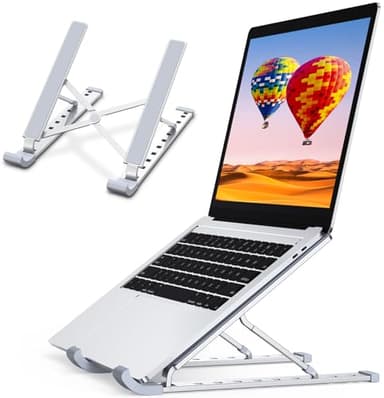 RIWUCT Laptop Stand for Desk, 9 Angles Adjustable Ergonomic Computer Stand with Detachable Phone Holder, Aluminum Cooling Portable Laptop Riser Holder Compatible with MacBook Pro Air Up to 15.6'' - Image 1