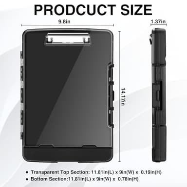 Sooez Original Clipboard with 2 Storage & Pen Holder, Heavy Duty Clip Boards 8.5x11 with Dual Storage, Clearview Dry Erase Coach Clipboard with Real Hinge, High Capacity, School & Office Supplies - Image 2