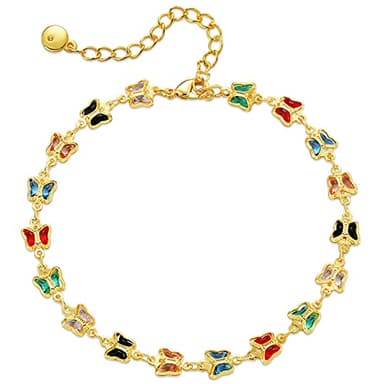 Butterfly Anklets for Women 18 Gold Plated Dainty Gold Butterfly Anklet Bracelets for Women Teen Girls, Adjustable, Handmade Anklets - Image 1