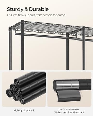 SONGMICS Clothes Rack, Freestanding Wardrobe Closet, Metal Clothing Racks, Heavy-Duty Garment Rack with Adjustable Shelves, Hanging Rods, Dividable, 15.8 x 47.2 x 70.9 Inches, Ink Black ULGR423B01 - Image 7