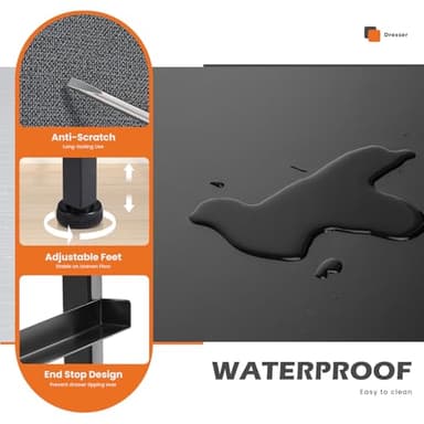 Sweetcrispy Nightstand Small Bedroom Dresser with 4 Fabric Drawers,Bed Side Furniture End Table, Wooden Top Cabinet Night Stand Dresser for Closet, Entryway, Dorm, Grey - Image 5