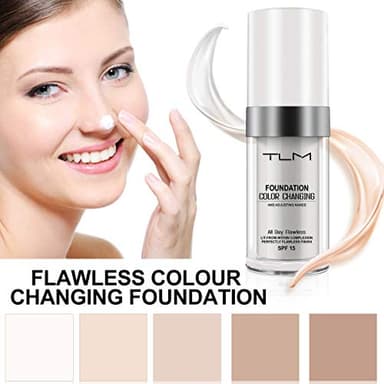 2PCS TLM Flawless Colour Changing Warm Skin Tone Foundation, Naturally Blends Moisturizing foundation makeup, Long Lasting Waterproof Lightweight Liquid Foundation SPF 15 for Face Makeup - Image 3