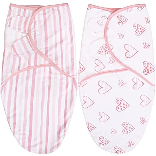 Biloban Swaddle Blankets for Baby Girl, Baby Swaddles 3-6 Months, Baby Swaddle Cotton, Newborn Swaddle, Baby Essentials, Lovely Pink Print, 2 Pack - Image 1