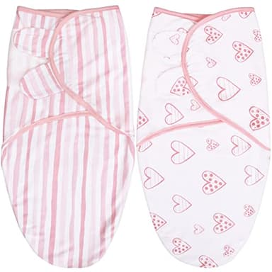 Biloban Swaddle Blankets for Baby Girl, Baby Swaddles 3-6 Months, Baby Swaddle Cotton, Newborn Swaddle, Baby Essentials, Lovely Pink Print, 2 Pack - Image 1