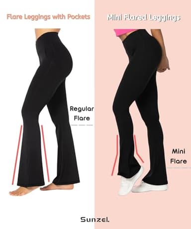 Sunzel High Waist Mini Flared Leggings for Women, Tummy Control Casual Flare Yoga Pants for Yoga Workout Gym 34" Ash Blue X-Small - Image 2