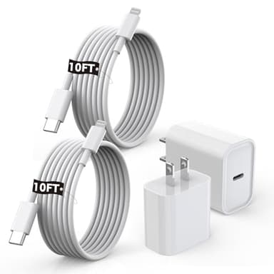[Apple MFi Certified]10FT Fast iPhone Charger,Extra Long Apple Charger Fast Charging 2Pack USB C Charger Block Plug + 10Foot Lightning Cable Cord for iPhone 14/Pro/Pro Max/Plus/13/12/11/XS/XR/X/SE2022 - Image 1