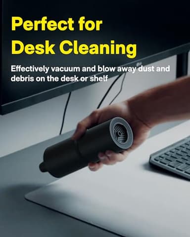 HOTO Handheld Vacuum Cleaner Cordless, Desk Vacuum Cleaner Compressed Electric Air Duster 15000Pa Suction, 4-in-1 Portable Vortex Vacuum Dust Buster Air Blower for Computer, Keyboard - Image 8
