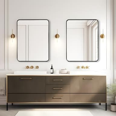 Fabuday Large Black Bathroom Mirror 40x30 Inch - Rectangular Framed Mirrors for Wall, Black Metal Mirror Wall Mounted for Bathroom, Farmhouse, Living Room, Hangs Vertically or Horizontally - Image 5