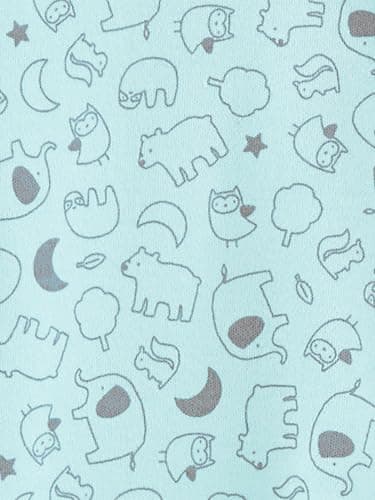 Simple Joys by Carter's Baby Neutral 2-Pack Cotton Footed Sleep and Play, Aqua Blue Forest Animals/White Bear, 6-9 Months - Image 2