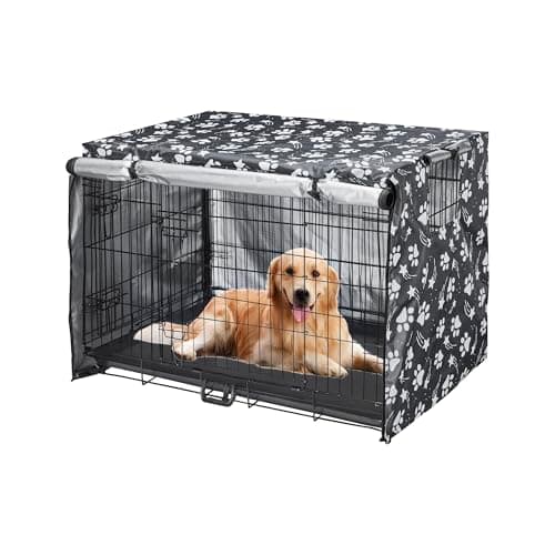 Dog Crate Cover 49 inch - Double Door, Dog Kennel Indoor, Waterproof Dog Kennel Cover with Air Vent Window, for Indoor/Outdoor Most Wire Dog Crate(Grey) - Image 1