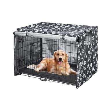 Dog Crate Cover 49 inch - Double Door, Dog Kennel Indoor, Waterproof Dog Kennel Cover with Air Vent Window, for Indoor/Outdoor Most Wire Dog Crate(Grey) - Image 1