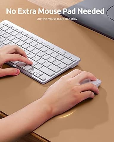 YSAGi Leather Desk Protector, Office Mat, Large Mouse Pad, Non-Slip PU Leather Blotter, Laptop Desk, Waterproof Writing Pad for Office and Home (Khaki, 35.4" x 17" - Image 5