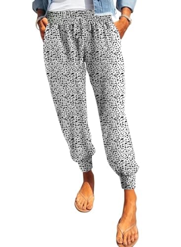 Dokotoo Womens Summer Comfy Casual Loose Breezy Leopard Drawstring Elastic Waist Loose Jogging Jogger Pants Sweatpants for Women with Pockets Large - Image 1