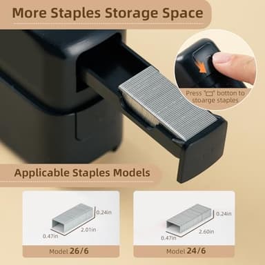 deli Stapler, Desktop Staplers with 830 Staples and Integrated Staple Remover, 40 Sheet Capacity Office Stapler, Black - Image 6