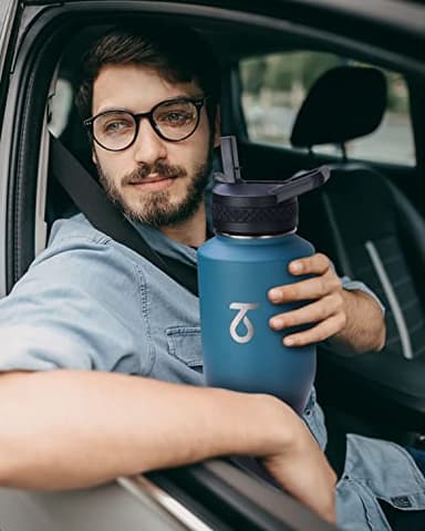 Trebo 40 oz Water Bottle Insulated Fit in Any Car Cup Holder,Triple Wall Vacuum Insulated Water Bottle (Cold for 48 Hrs, Hot for 24 Hrs),Leakproof Stainless Steel Tumbler Flask with Paracord Handle - Image 6