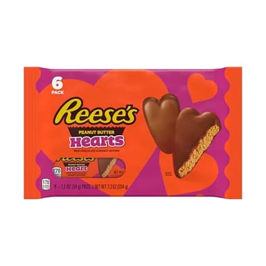 Reese's Milk Chocolate Peanut Butter Hearts, Valentine's Candy Packs, 1.2 oz (6 Count) - Image 2
