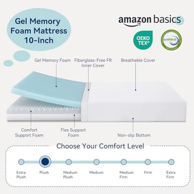 Amazon Basics Memory Foam Mattress, Soft Plush Feel, 10 Inch, Full, White/Grey - Image 4
