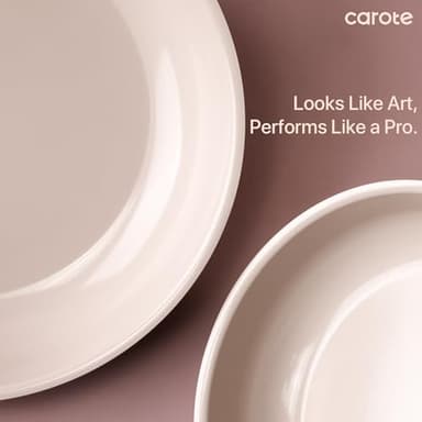 CAROTE Ceramic Cookware Sets, Pots and Pans Set Non Stick Non Toxic, Induction Cookware, Kitchen Cookware Sets, Pots Set for Healthy Coooking 19Pcs, Taupe - Image 5