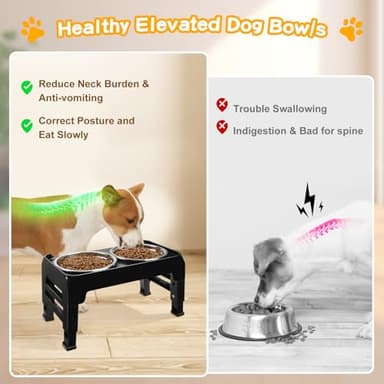 COMESOON Elevated Dog Bowls for Small Medium Dogs, 3 Height Adjustable Raised Stand with 2 Thick 6" Stainless Steel Food Bowls, Non-Slip Feeder Adjusts to 2.75", 6", 7.5", Black - Image 4