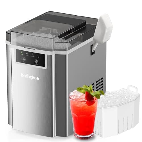 KaringBee Countertop Nugget Ice Maker – 45 lbs/Day, Fast 5-Min Chewable Pellet Ice – Self-Cleaning Sonic & Pebble Ice Machine for Home, Kitchen & Office – Premium Stainless Steel 2025 Upgraded - Image 1