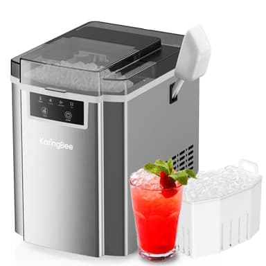 KaringBee Countertop Nugget Ice Maker – 45 lbs/Day, Fast 5-Min Chewable Pellet Ice – Self-Cleaning Sonic & Pebble Ice Machine for Home, Kitchen & Office – Premium Stainless Steel 2025 Upgraded - Image 1