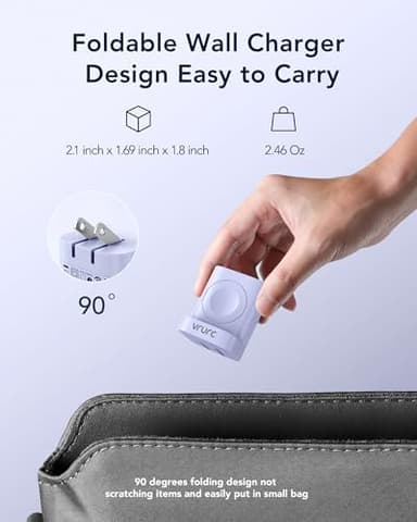 VRURC Charger for Apple Watch, USB C Wall Charging Block for iPhone, 20W Fast Charging,Foldable Plug Travel Essential Charger for iWatch Ultra/SE/10/9/8/7/6/5/4/3/,iPhone 16 15 14 13,Android-Purple - Image 4