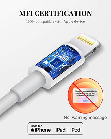 Uzento for iPhone Charger Cord,2 Pack Original USB to Lightning Cable Apple MFI Certified 6 Ft, Fast iPhone Charging Cord for iPhone 11/11Pro/11Max/ X/XS/XR/XS Max/8/7/6/5S/SE - Image 3
