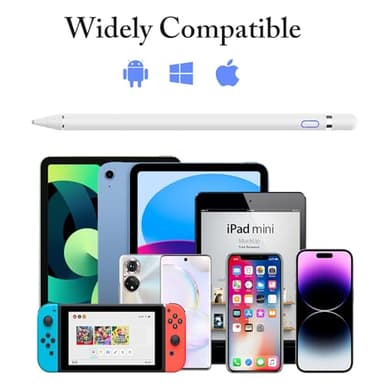 DOGAIN Active Digital Stylus Pen for Touchscreen, Stylus Pencil for Apple iPad mini/Pro/Air, Samsung, iPhone, Android and Most Phone & Tablet, 1.5mm Fine Point Rechargeable Pens - White - Image 7