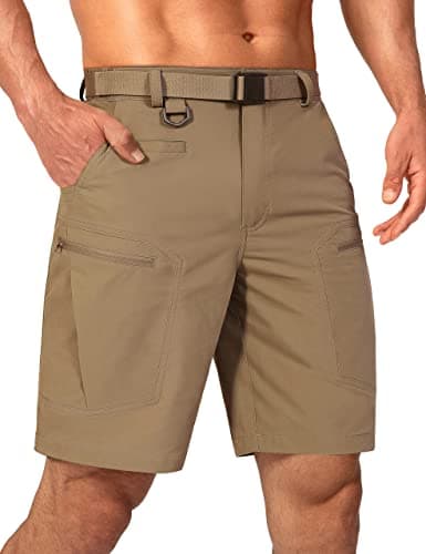 Shallowlulu Mens Big and Tall Cargo Hiking Shorts Water Resistant Quick Dry Lightweight Breathable Tactical Shorts(Dark Khaki 46W/10L) - Image 1