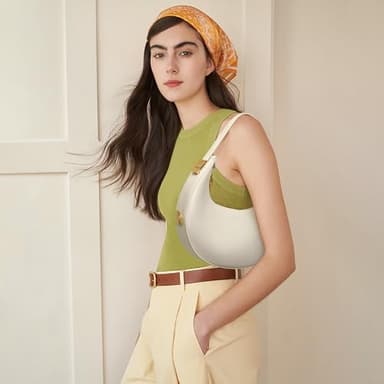 Keyli Shoulder Bag for Women Waterproof Leather Clutches Purses Trendy Casual Tote Handbags Designer Bags Adjustable Strap Hobo Bag Evening Bags with Zipper for Travel Shopping Dating Khaki - Image 4