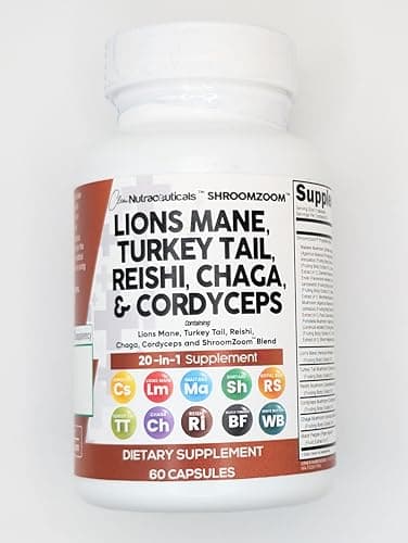 Clean Nutraceuticals Lions Mane 20in1 Mushroom Supplement with Turkey Tail Reishi Cordyceps Chaga Maitake Meshima Poria Cocos Shiitake Oyster Porcini Enoki - 1 Pack - Image 5