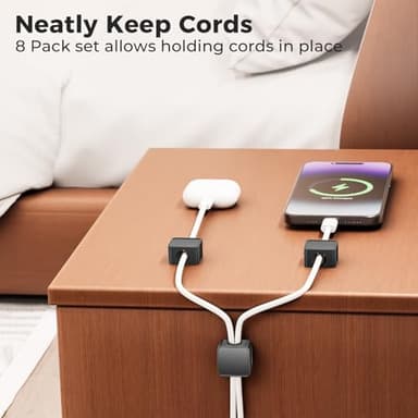 8 Pack Magnetic Cord Organizer Holder, Adjustable Cable Clips, Strong Adhesive Desk Cable Management Clips for Nightstand, Office, Car, Easy Open Design for Tidy Wire Organization - Image 7